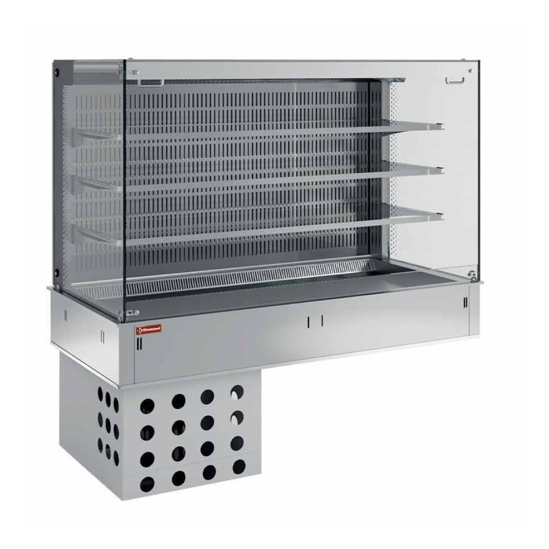 Wall-mounted tops & open square showcases (curtain), refrigerated, ventilated.
