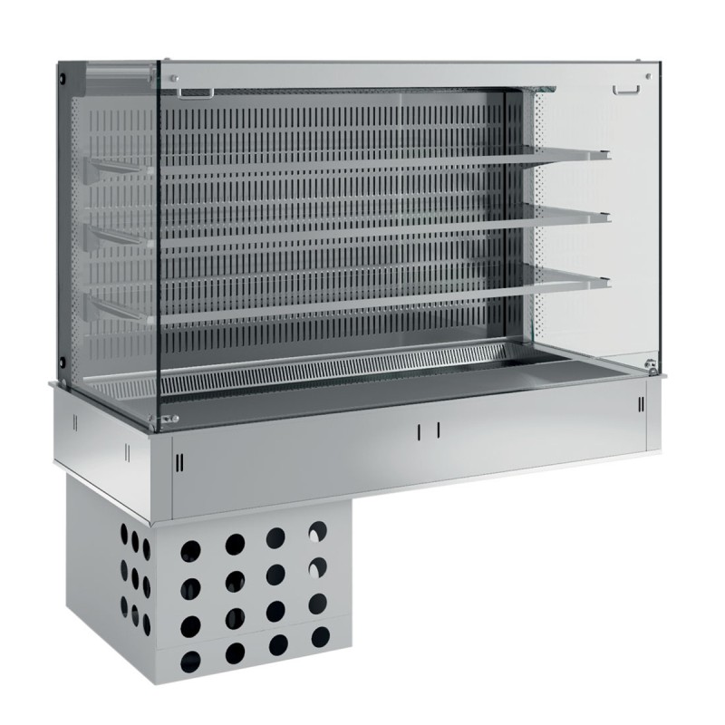 Wall-mounted tops & open square showcases (curtain), refrigerated, ventilated.
