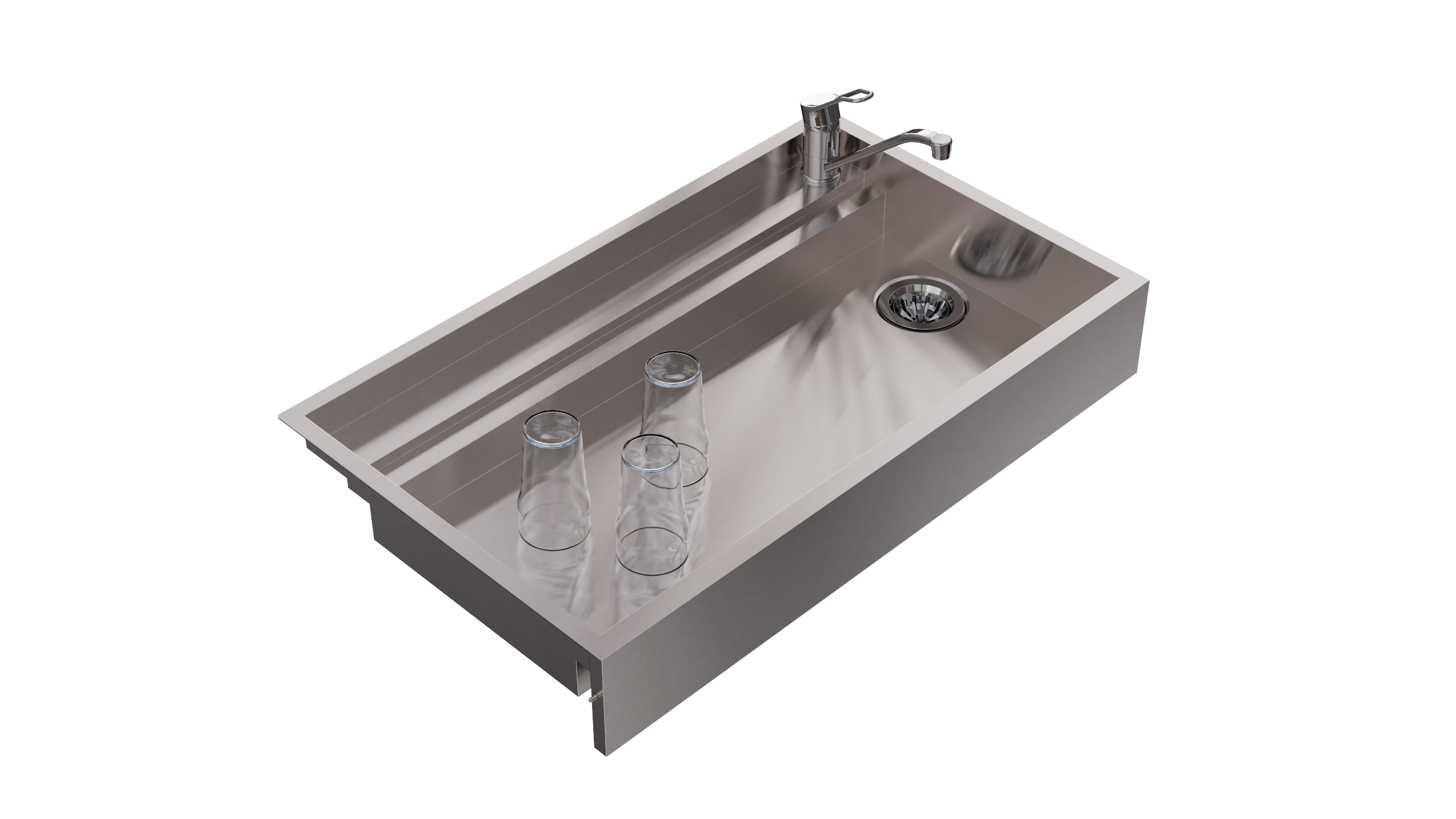 Plonge rabaissée Plonge rabaissée avec grande surface pour les paniers à verre