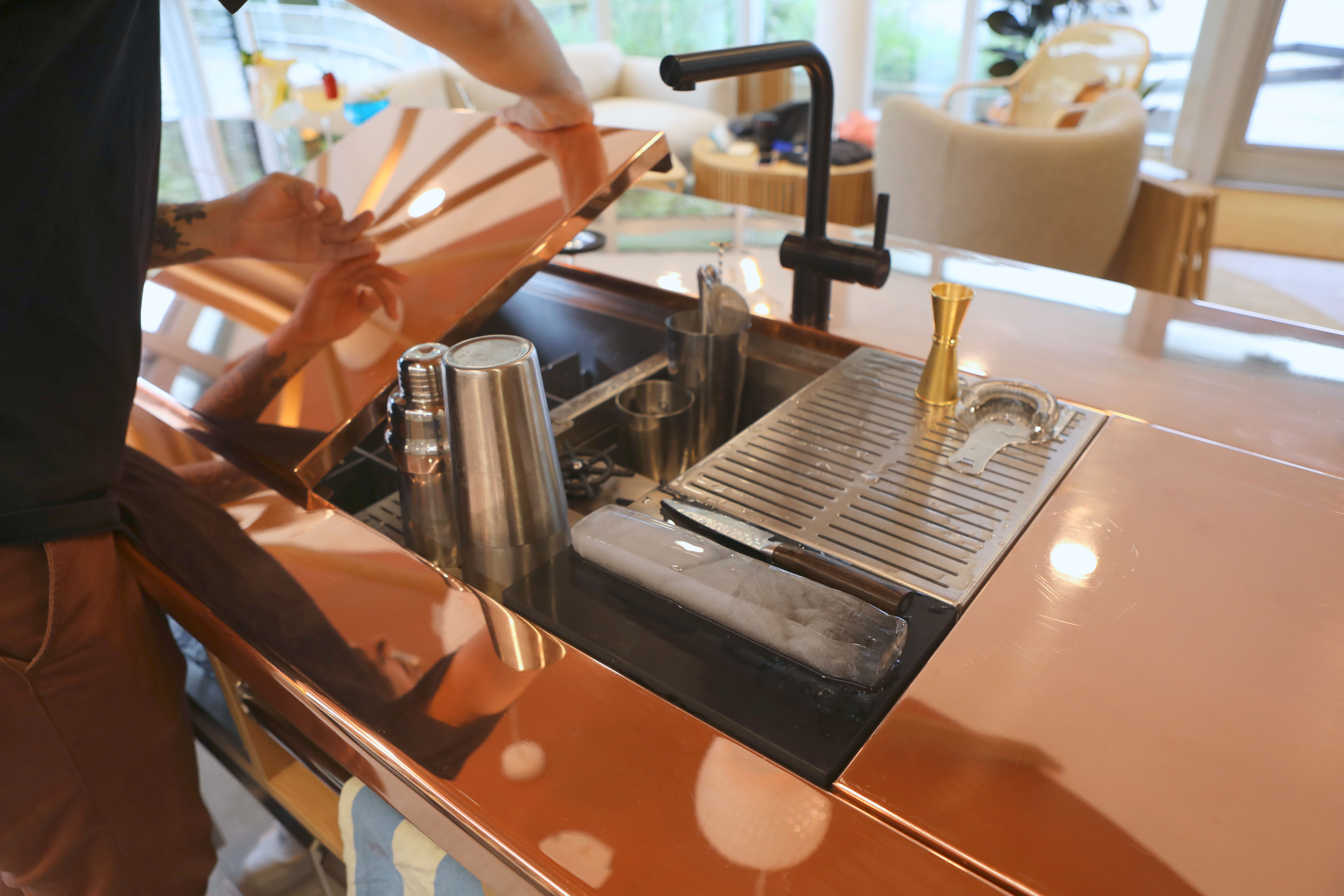  Station cocktail avec découpe de la glace 