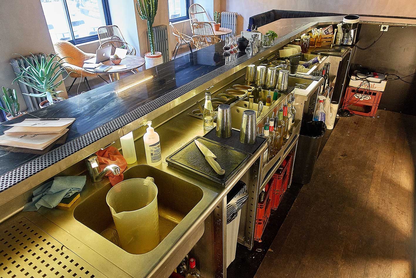 plan de travail de bar inox