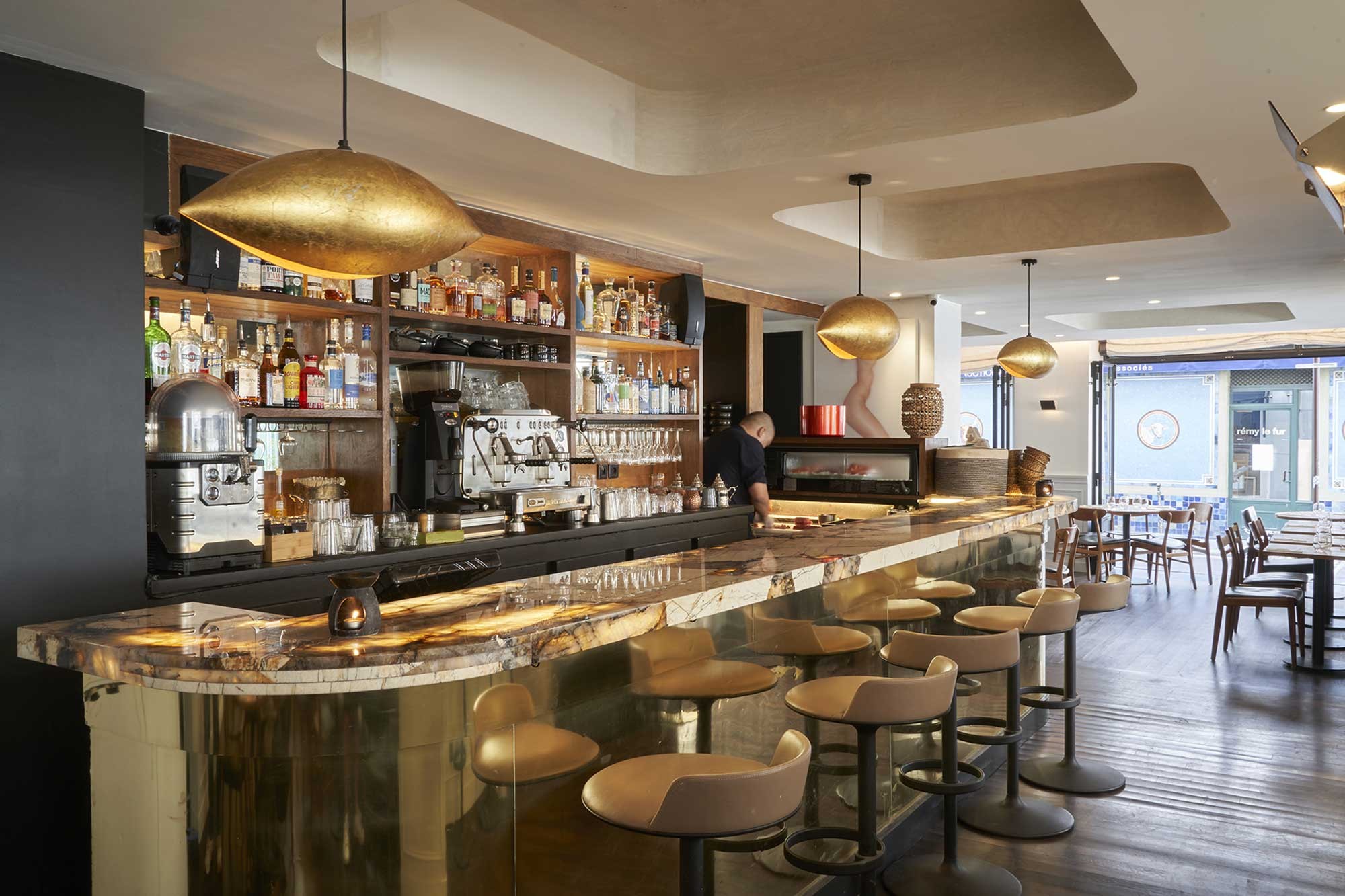  bar counter with light under stone 