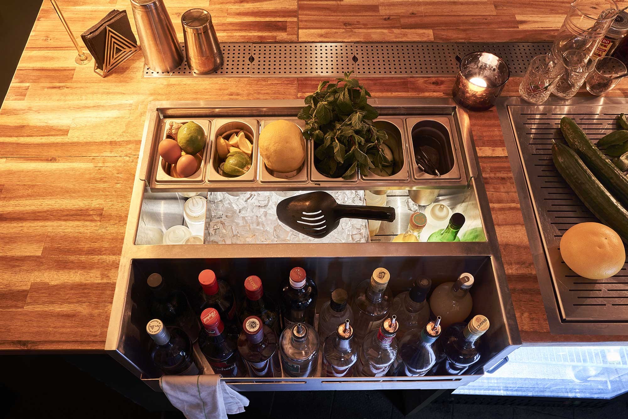  Station de bar à cocktail avec évier séparateur solides liquides Take Out 